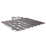 Trapezblech 20/1100 Wand Stahl 0,75 mm Schokoladenbraun mit eingeblendeten Eckdaten