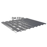 Trapezblech 20/1100 Wand, Anthrazitgrau RAL 7016, mit eingeblendeten technischen Daten