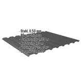 Trapezblech 20/1100 Anthrazitgrau, 0,50 mm Stahl, Shimoco 80 µm, mit eingeblendeten Eckdaten