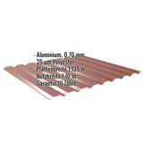 Trapezblech 20/1100 Aluminium 0,70 mm Rotbraun, Infografik mit Eckdaten