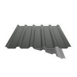 Trapezblech 35/207 Stahl, 0,63 mm, Chromoxidgrün mit teilweisem Schnitt des Anti-Tropf-Vlieses