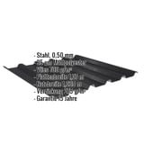 Trapezblech 35/207, Schwarz, Stahl 0,50 mm, Mattpolyester, mit eingeblendeten Eckdaten