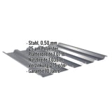 Trapezblech 35/207 anthrazitgrau, 0,50 mm Stahl, mit eingeblendeten Eckdaten zu Material und Massen