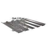 Trapezblech 35/207 Tiefschwarz, Stahl 0,50 mm, mit eingeblendeten Eckdaten zu Material, Beschichtung und Massen