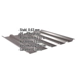 Trapezblech 35/207 in Schokoladenbraun, Stahl 0,63 mm, mit eingeblendeten technischen Daten