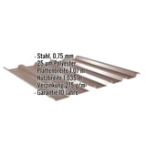 Trapezblech 35/207 Nussbraun, Stahl 0,75 mm, mit eingeblendeten Eckdaten