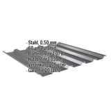 Trapezblech 35/207, Anthrazitgrau, 0,50 mm Stahl mit Puramid Beschichtung, Eckdaten eingeblendet