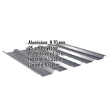 Trapezblech 35/207 Aluminium 0,70 mm Anthrazitgrau, mit eingeblendeten Eckdaten zu Material, Staerke und Massen