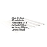 Trapezblech 35/207 Wand Reinweiß RAL 9010, 0,50 mm Stahl, mit Eckdaten-Einblendung