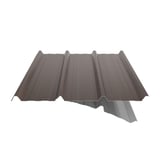 Trapezblech 45/333 Nussbraun mit teilweise sichtbarem Anti-Tropf-Vlies an der Unterseite