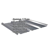 Trapezblech 45/333 Aluminium 0,70 mm Anthrazitgrau mit eingeblendeten Eckdaten und Garantiehinweis