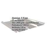 Trapezblech 45/333 Aluminium 0,70 mm Graualuminium mit eingeblendeten Eckdaten
