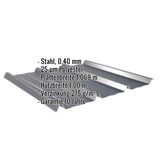 Trapezblech 45/333 anthrazitgrau, Stahl 0,40 mm, 25 µm Polyester, mit eingeblendeten Eckdaten