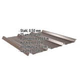 Trapezblech 45/333 in Sepiabraun, Stahl 0,50 mm, mit eingeblendeten Eckdaten und Garantie