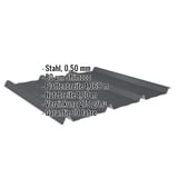 Trapezblech 45/333 Anthrazitgrau, Stahl 0,50 mm, Shimoco 80 µm, mit eingeblendeten Eckdaten