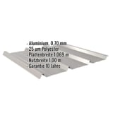 Trapezblech 45/333 Aluminium 0,70 mm Graualuminium mit eingeblendeten Eckdaten