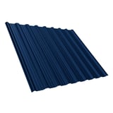 Trapezblech T18DR Enzianblau (RAL 5010) 0,50 mm, Hauptansicht schraeg von oben