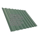Trapezblech T18DR Dach, moosgrün, 0,50 mm Stahl, mit eingeblendeten Eckdaten