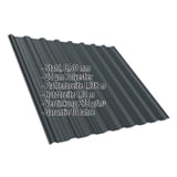 Trapezblech T18DR Anthrazitgrau RAL 7016, 0,50 mm Stahl, mit eingeblendeten Eckdaten