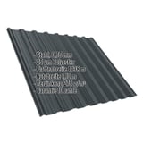 Trapezblech T18DR Anthrazitgrau 0,75 mm mit Polyesterbeschichtung, Eckdaten eingeblendet