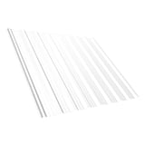 Trapezblech T18DR Dach, Reinweiß RAL 9010, 0,75 mm Stahl, schräg von oben mit Profilstruktur