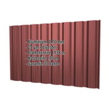 Trapezblech T18DR Aluminium 0,70 mm Rotbraun mit eingeblendeten Eckdaten