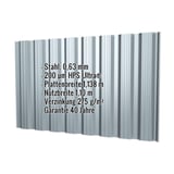 Trapezblech T18DR Fenstergrau, 0,63 mm Stahl, mit eingeblendeten Eckdaten