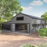 Gewerbegebaeude mit Fassadenverkleidung aus Trapezblech T18DR Wand in Grau, Anwendungsbeispiel