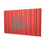 Trapezblech T18DR Korallenrot RAL 3016, 0,50 mm Stahl mit Polyesterbeschichtung, Eckdaten eingeblendet