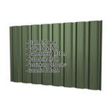 Trapezblech T18DR Wand, Chromoxidgrün RAL 6020, 0,50 mm Stahl, mit eingeblendeten Eckdaten