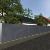 Zaun aus Trapezblech T18DR Graphitgrau RAL 7024 als Sichtschutz