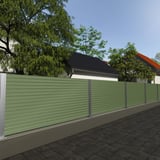 Zaun aus Trapezblech T18DR Resedagrün als Sichtschutz im Garten