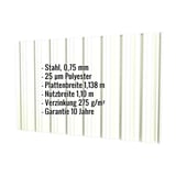 Trapezblech T18DR Grauweiß, 0,75 mm Stahl, mit eingeblendeten technischen Eckdaten
