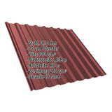 Trapezblech T20M rotbraun, 0,75 mm Stahl, mit eingeblendeten technischen Daten