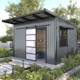 Trapezblech T20M Fenstergrau als Dacheindeckung und Wandverkleidung eines Gartenhauses