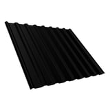 Trapezblech T20M Dachplatte Tiefschwarz (RAL 9005) 0,50 mm, schraeg von oben, freigestellt