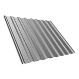 Trapezblech T20M Graualuminium 0,50 mm, schräg von oben, Hauptansicht des Profils mit 25 µm Polyesterbeschichtung
