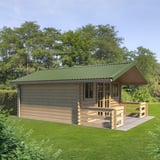 Trapezblech T20M Dach Resedagrün 0,75 mm auf einem Gartenhaus montiert