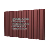 Trapezblech T20M Aluminium 0,70 mm Rotbraun, mit eingeblendeten Eckdaten zu Material, Staerke und Garantie