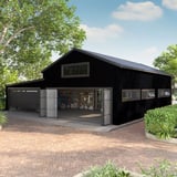 Gewerbegebaeude mit tiefschwarzem Trapezblech T20M als Wandverkleidung, 0,50 mm Stahl
