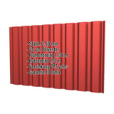 Trapezblech T20M Wand Korallenrot, 0,50 mm Stahl, mit eingeblendeten Eckdaten zu Material und Massen