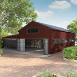 Trapezblech T20M Rotbraun RAL 8012 als Wandverkleidung an einer Scheune