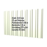 Trapezblech T20M Grauweiß RAL 9002, 0,63 mm Stahl, mit eingeblendeten Eckdaten