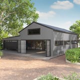 Gewerbehalle mit Wandverkleidung aus Trapezblech T20M Wand Weißaluminium, Anwendungsbeispiel