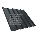 Trapezblech T35/207M Anthrazitgrau RAL 7016 mit eingeblendeten Eckdaten zu Material, Staerke und Beschichtung