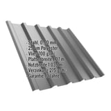 Trapezblech T35/207M Graualuminium, 0,50 mm, mit eingeblendeten Eckdaten zu Material und Massen