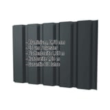 Trapezblech T35/207M Aluminium 0,70 mm Anthrazitgrau RAL 7016 mit eingeblendeten Eckdaten