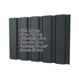 Trapezblech T35/207M Anthrazitgrau mit PURLAK Beschichtung, Material- und Massangaben eingeblendet