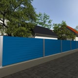 Trapezblech T35/207M Enzianblau als Zaunverkleidung im Aussenbereich, Anwendungsbeispiel