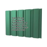Trapezblech T35/207M Wand Moosgrün, 0,75 mm Stahl mit 25 µm Polyesterbeschichtung, Eckdaten eingeblendet